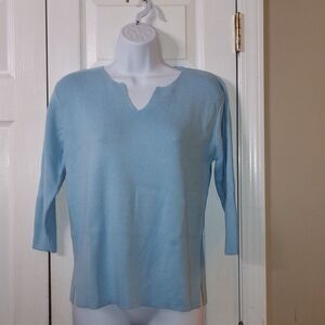 Dress barn baby blue 3/4 length sleeve sweater Sz M NWT
